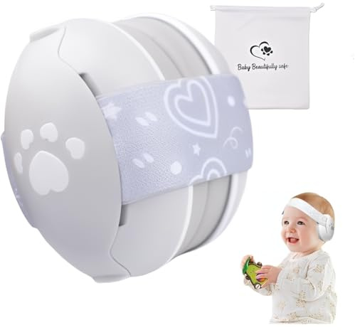 JITIFAZH Gehörschutz für Babys - Baby Kopfhörer Lärmschutz bis zu 25 dB, Verstellbares ANTI-SLIP-Kopfband bis 36 Monate, besonders weich und leicht für den empfindlichen Babykopf, Grau