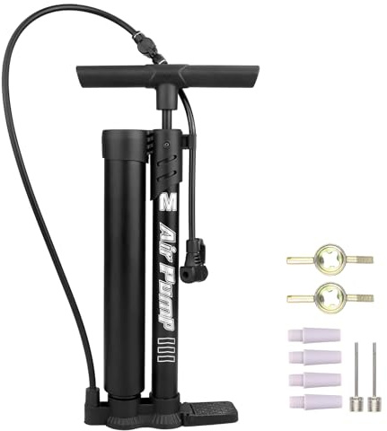 Pompe à air haute pression avec manomètre jusqu'à 160 psi Pompe à vélo pour voiture, moto, vélo électrique et ballons, compatible avec valves Schrader et françaises, aiguille à ballon incluse