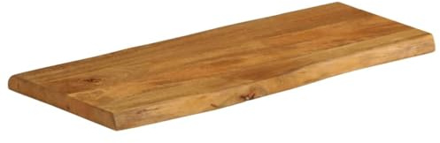Genérico Piano Tavolo 80x40x2,5 cm Bordi Vivi in Legno Massello di Mango,Marrone,5.95kg,370754
