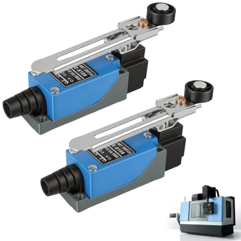 2 stycken ME-8108 justerbar spakarm slutströmbrytare, slutbrytare självåterställande, 1NO 1NC gränsbrytare självlåsande 250 V AC 5 A med 5 cm justerbar spak för CNC-fräs