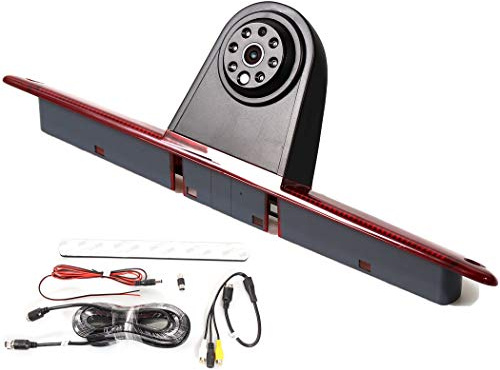 RED WOLF 3rd Brake Lamp Casing with Backup Camera Roof Mount Fit for 2007-2018 Mercedes-Benz Sprinter, Dodge Sprinter, VW Crafter Vans Rear View Reverse Parking Camera with 6 IR LEDs