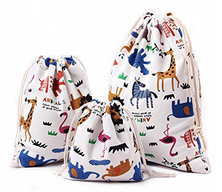 Amoyie - Lot de 3 Sac Organiseurs de Bagage, Petit Sacs Rangement, Tissu Pochettes pour Enfants Petit Objet, Voyage Accessoires, Cosmétiques Chaussettes