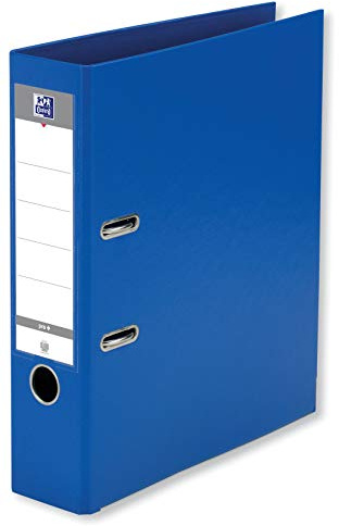 OXFORD Classeur à Levier Smart Pro+ A4XL Dos 80mm 2 Anneaux Couverture Polypro Rembordée Bleu Foncé