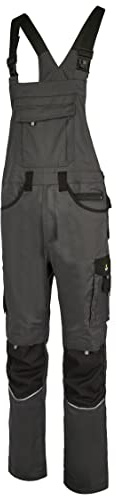 Hans Schäfer Workwear HSW Professional – Latzhose für Herren – Lange Arbeitshose mit Knietaschen – Bequem, strapazierbar und qualitativ – Grau, 60