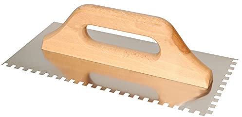KOTARBAU® Truelle dentée en acier inoxydable 280 x 130 mm 6 x 6 mm avec manche en bois