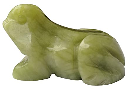 Manekieko Natural Green Jade Frog Crystals and Healing Stone Figurines,38mm Hand Carved Pocket Animal Room Decor Gemstone