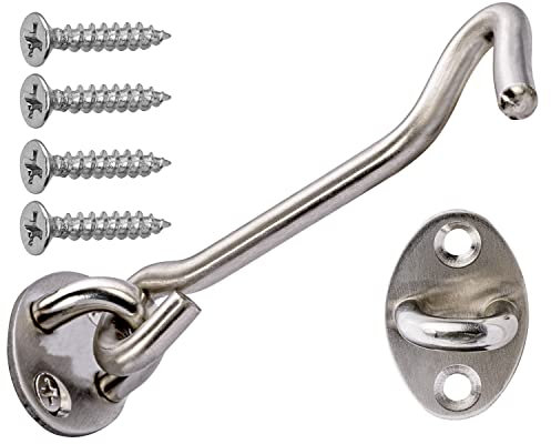 Neuhall Door Hooks for Garden Gate, Storm Hook, 31.5 cm, Door Stopper, Window Hooks with Eyelets, Stainless Steel Gate Hooks for Sliding Door, Garden Door, Gate, Garage Door, Barn Door, Bolt Lock,