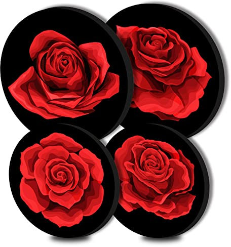 Walarky Lot de 4 couvercles ronds en métal pour cuisinière électrique, brûleur à gaz, ustensiles de cuisine, accessoires de cuisinière moderne, rouge rose