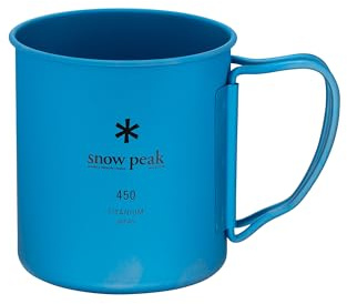 Snow Peak Titanium Single Walled Mug 450ml, Blue, Ultralight Japanese Titanium Mug for Camping & Outdoors