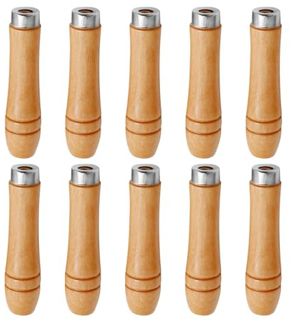 ZUDKSUY 10PCS Specialty File Handles Wooden 4.33 Long Burr-Free Steel File Round Hole Diameter 6mm for File Cutting Tool Making