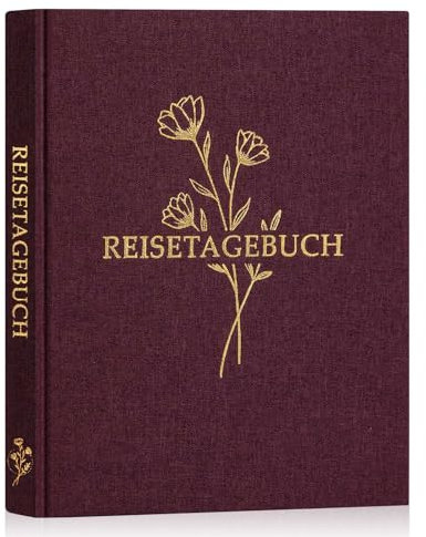 Lanpn Reisetagebuch Notizbuch für Frauen und Männer, Leinen Reisetagebuch zum Ausfüllen Fotobuch Reisejournal mit Aufforderungen, Reisebuch Urlaub Journal Jubiläums Reise Geschenke(Burgund,110 Seiten)