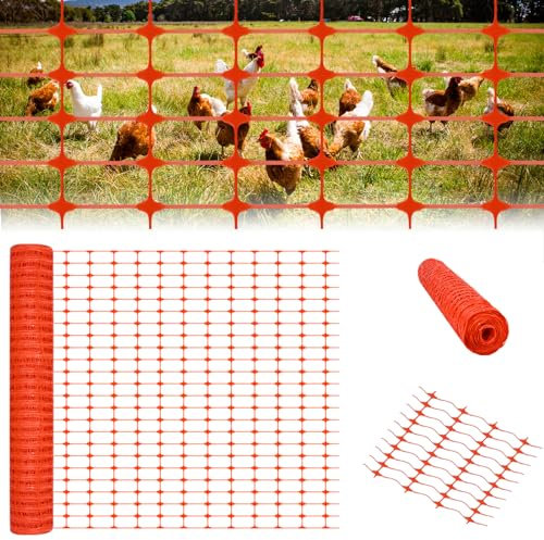 ACXIN Absperrzaun 1 x 30m Schutznetz Maschenweite 75 x 35mm(LxH) Weidezaun Geflügelnetz Begrenzungszaun Hundezaun Warnnetz für Garten Baustelle Bauernhof, ohne Umreifung, Orange, 1 Rolle