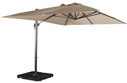 Alice's Garden - Parasol déporté rectangulaire beige 3x4m + dalles à lester 50x50cm