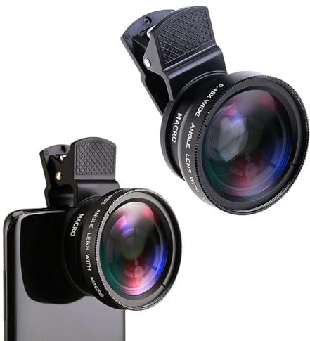 Lente De Cámara De Teléfono 2 En 1,Lente Macro para Movil,Zoom para Movil,Objetivo para Movil Universal 2 En 1,Objetivo Gran Angular De 0.45 X Y Objetivo Macro De 15 X,para La Mayoría De Smartphones