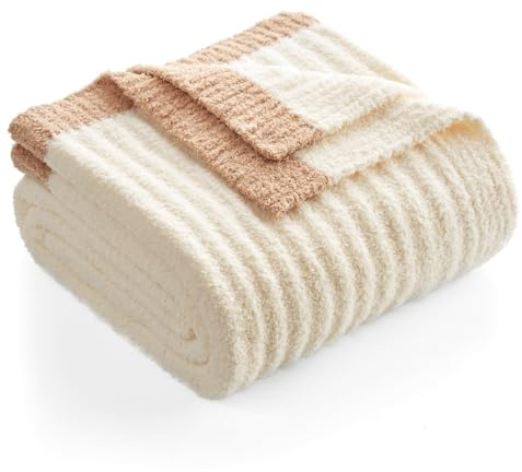 Snuggle Sac Buttery Soft Throw Blanket for Couch, Winter Fluffy Cozy Soft Throws Dupes for All Season, Reversible Warm Microfiber Fuzzy Blankets for Couch, Sofa, Bed, Travel, Cream, 50x60 inches