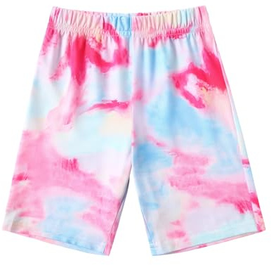 Arshiner Flickor, batikshorts, sommar, korta leggings, sport, fritid, cykelbyxor för barn 4–13 år, Rosa och blå, 4-5 år
