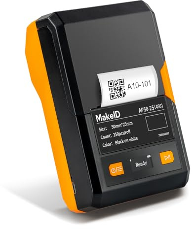 Makeid EP53 Industrie-Etikettendrucker, Bluetooth-Thermotransfer (300DPI), 2000 mAh Akku, 5,08 cm Druckkopf, mit Telefonen & PC, für Schulen, Büros, Einzelhandel, Kabel- und Drahtkennzeichnung