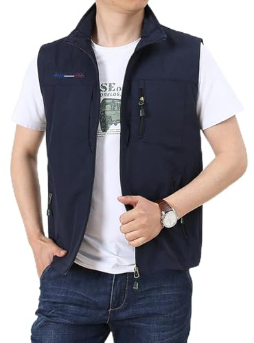 Veste sans Manches Homme Blouson Manche Gilet Chasse Orange Polaire De Travail Doudoune Femme Multipoches Saharienne Manteaux Biker Gilets Randonnée Et Loisirs Plein Air pour Hommes Peche en Jean