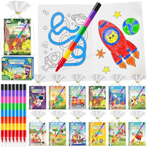 ZMLM Party Bag Fillers for Boys- 24 Pcs Colouring Books with Crayons | Wedding Activity Packs, Ready-to-Pack Party Sets, Colouring & Mazes, Screen-Free Fun, Birthday Party Favours, Class Gifts
