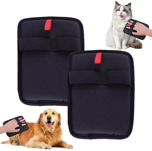 NiceBest Guantes Quita Pelos Gato 2 Piezas, Manopla Quita Pelos Mascota, Guantes Electricos Estaticos para Pelo, Guante Removedor Pelo Mascotas para Ropa, Sofás, Alfombras (Rojo, 20x13cm)