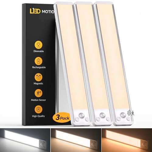 Luces LED para Armario con Sensor de Movimiento 30CM de 3 Colores, 3 Pack