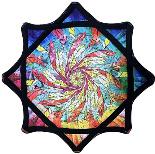 Paño Giratorio para Principiantes, paño Giratorio de Estrella de Flujo de 24 Pulgadas con Patrones Vibrantes, Juguete de malabarismo Giratorio con Punta de Dedo con impresión Lateral para Fiesta B