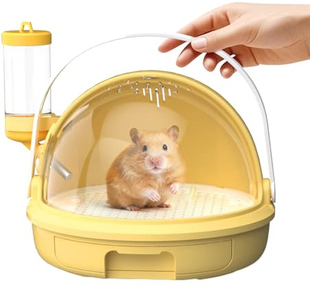 Ofcwoa Caja de transporte para hámster, con cajón transparente extraíble, caja de transporte para animales pequeños, jaula de viaje, para chinchilla, erizo, conejo, jerbo, game al aire libre, camping