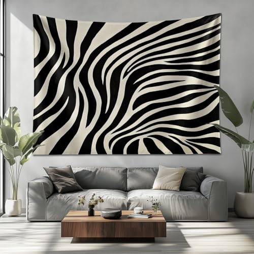 Decoración Casa Tapiz Pared 250x200 cm PatróN de Cebra Abstracto Murales Alfombra Tapiz Pared - En Blanco Y Negro Tapices Decorativo para Habitacion Dormitorio Salon