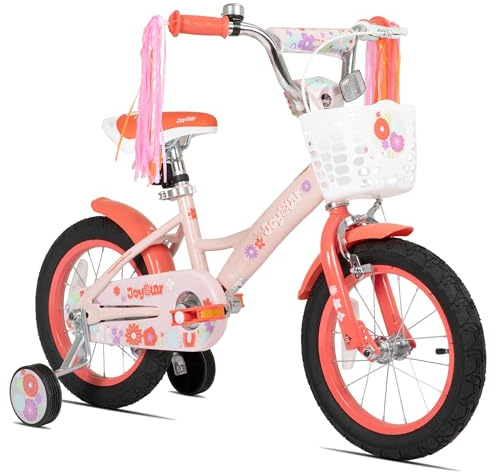 JOYSTAR Little Violet 12 Pouces pour Filles de 2 à 4 Ans, vélo pour Filles de 12 Pouces avec Roues stabilisatrices et Panier, Orange