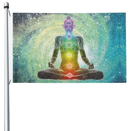 Flagga 90 x 150 cm, yoga mandala zen med öljetter piratflaggor blekningsbeständig flaggväv för fester däck bröllop