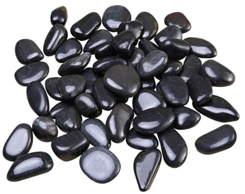 YARNOW Guijarros Negros Naturales 2-4 Cm para Decoración de Acuarios y Jardineras, Piedras de Paisaje Reutilizables para Macetas y Paisajismo Exterior, 2 Kg de Grava Decorativa