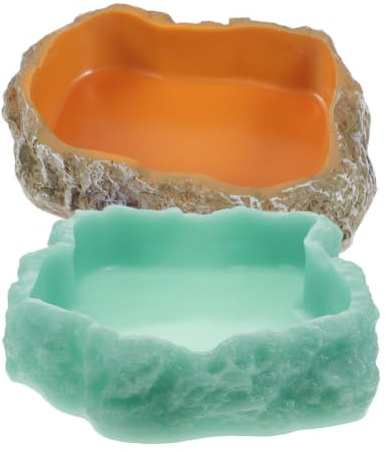 CAXUSD 2 Pezzi Ciotola per Rettili in Resina Resistente all'Usura per Alimentazione e Acqua Notturna per Pappagalli e Ricci in Terrario