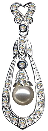 Perla Art Nouveau Art Nouveau, plata de ley 925, circonitas, cristales de estrás, amor, fe, esperanza, emoción, símbolo de emoción, motivo, estilo, objeto, blanco, extravagante, bueno, a la moda,