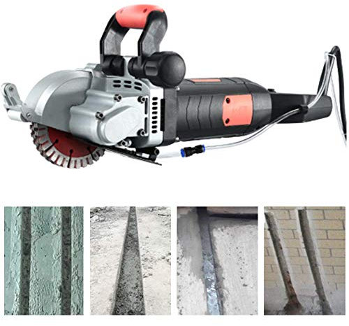 Huanyu 5500W Mauernutfräse 133mm Schlitzfräse Mauerfräse 7500rpm Mauerfrase Max. Schlitztiefe 40mm Wandfräse für Ziegel Beton Brick Granite Marble (1 Maschine mit, 5 Sägeblätte)