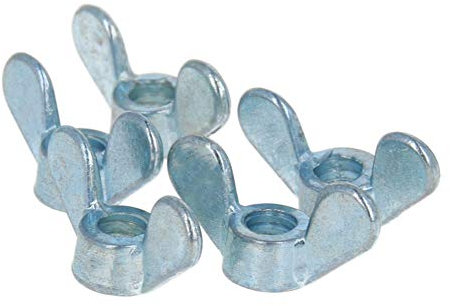 MroMax 3/16 Tuercas de Ala Zinc Piezas de Sujetadores Tornillos Huracán Platillos Tuerca Mariposa Plata Tono Azul 20pcs