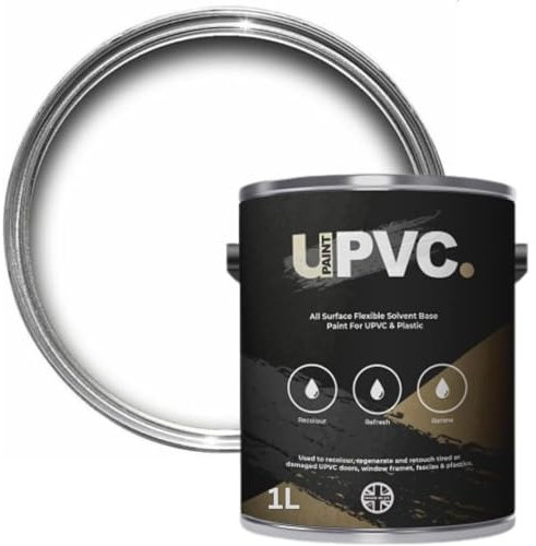 upaintpvc - All-In-Once UPVC Plastic Paint - Windows - Doors - Frames - Conservatories - Fascia - Downpipes - Guttering | Semi Matt Finish - 1 Litre (Brilliant White)
