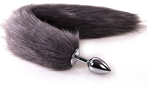 Grey Dress Up Feather Trim, Metal Plug, Fox Tail och Pl-ùg Dress