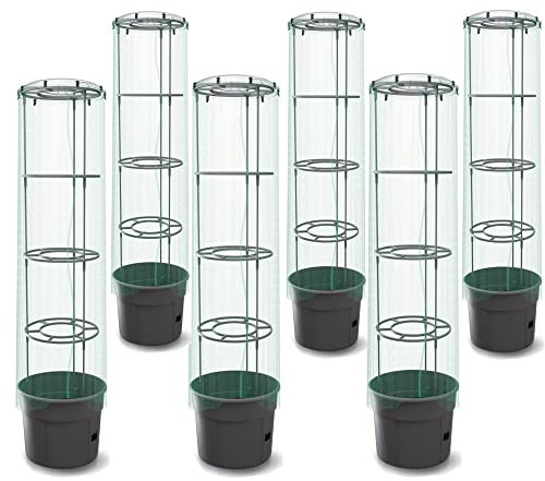 6x Jardinière 28 L planteur pot à tomates avec film de protection LDPE et couvercle cache pot, légumes, cultivation des tomates, jardin, terrasse, balcon pot à tomates serre film serre film respirant
