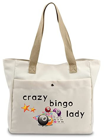 MYSOMY Crazy Bingo Lady Tote Große Bingo-Spiel-Set, Aufbewahrungstasche, Bingo-Liebhaber, Geschenke, Bingo-Spieler, Tragetasche, Bingo-Einkaufstasche (Bingo-Damen-Tragetasche)