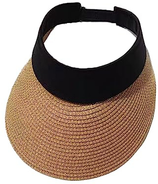 Cicilin Visiere Casquette Anti UV Femmes Casquette Visière de Soleil Chapeaux de Paille d'Été Kaki