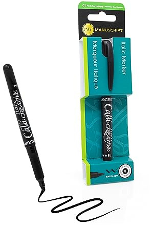 MANUSCRIPT Broad Callicreative Italic Black Marker Pen | Black Alcohol Markers with Broad Chisel Tip for Large, Bold Designs | Perfect Calligraphy Pens