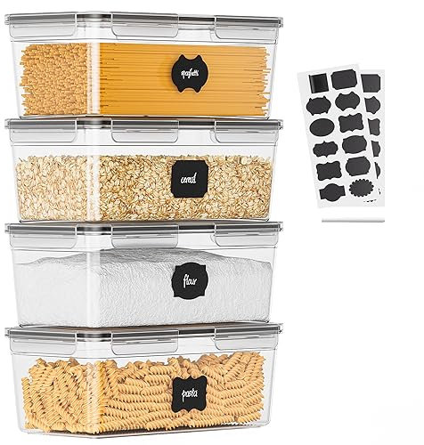 Surejoy 3,5L Vorratsdosen mit Deckel Luftdicht 4er Set, BPA Frei Aufbewahrungsbox Küche Organizer, Aufbewahrungsbehälter Vorratsbehälter, Spaghetti Pasta Nudel Lebensmittel Aufbewahrung