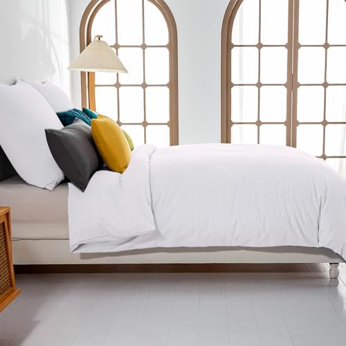 Soifox bettwäsche Weiß 135x200 - bettwäsche-Sets aus Mikrofaser bügelfrei & knitterfrei mit Reißverschluss 1 Bettbezug 135 x 200 + 1 Kissenbezug 80 x 80 cm