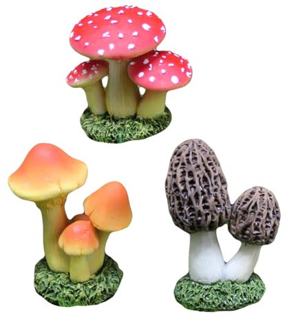 Funghi Statua Decorazione,Mini Fungo Scultura in Resina,Decorazione a forma di fungo,Sculture di funghi,Decorazione da giardino,per La Decorazione Esterna Decorazione per La Casa Decorazione,3pcs