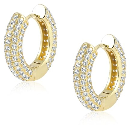 ALEXCRAFT Boucles d'oreilles Créoles en Or 925 avec Zirconium 20mm