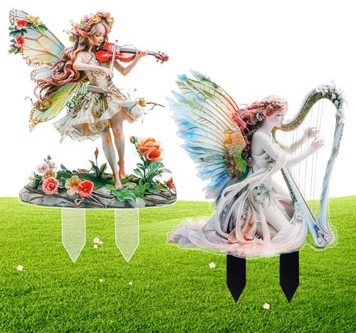 2 Piezas Decoraciones Bohemias para Macetas De Hadas, Adornos De Elfos, Estacas De Hadas, Estacas De Jardín, Elfos, Decoraciones para Macetas para Interiores Y Exteriores, Hogar Y Jardín