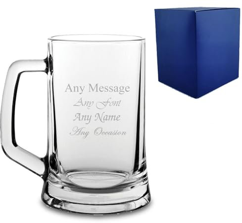Personalised Engraved Beer Mug 23.25oz Tankard Glass with Gift Box | Custom Beer Glasses, Birthday Gifts for Him, Best Man Gift, Groomsmen Gifts