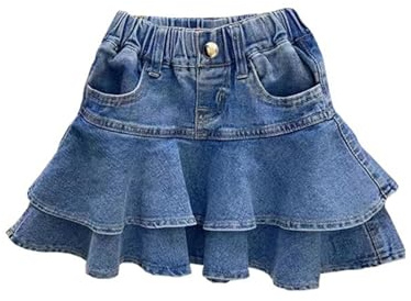 2026 Falda vaquera para niña, informal, cintura elástica, cómoda, falda de verano para niñas pequeñas, azul, 11-12 años
