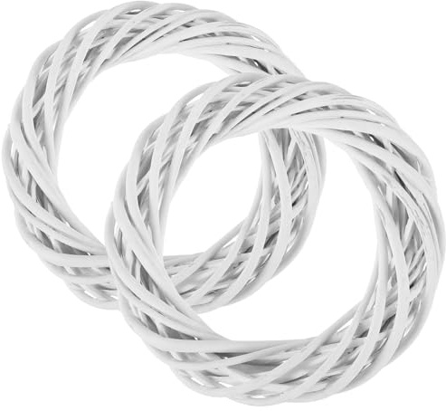 SHINEOFI Ghirlanda Intrecciata Fai da Te in Rattan 20 CM Bianco Set 2 Pezzi Cerchio Decorativo Rotondo per Decorazioni Natalizie Interne ed Esterne Corona Rustica per Porta Giardino e