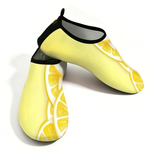 Mexpekil Strand-Wasserschuhe für Damen und Herren, rutschfeste Barfuß-Schwimmschuhe, schnell trocknend, Aqua-Socken, atmungsaktive Wassersocken für Pool, Surfen, Zitronenfruchtgelb, 41/42 EU
